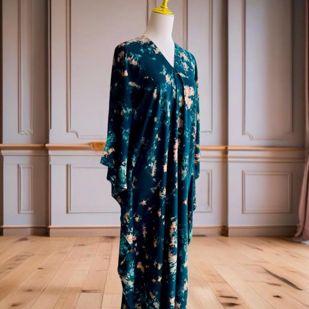 0016/ One Size Tie Dye Kaftan dark Green Color